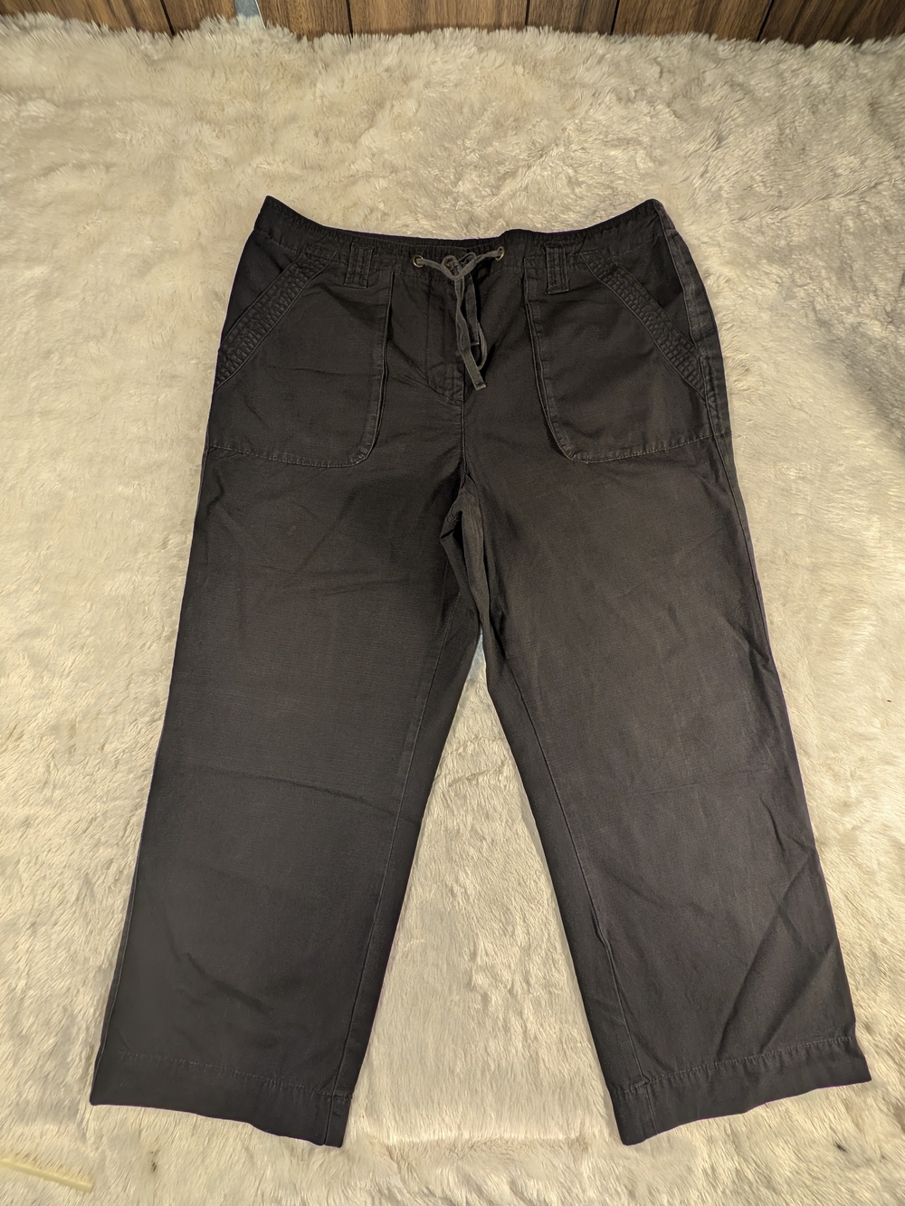 Charter Club Black Wide Leg Hi Rise Drawstring Pants